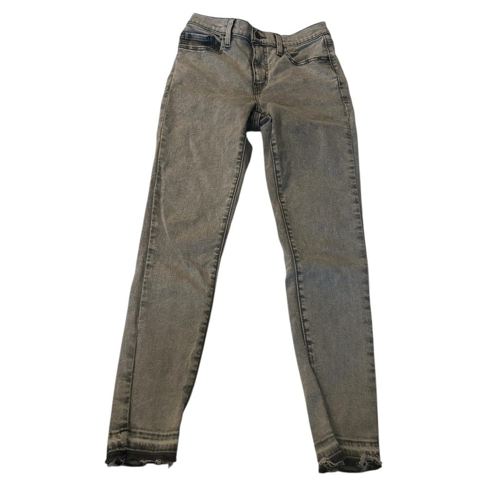 Levi’s 720 high rise super skinny light wash black jeans raw hem